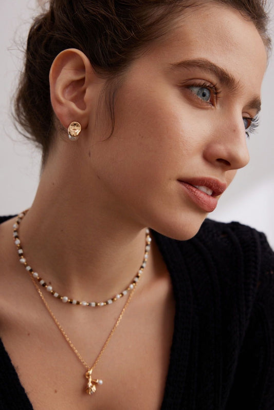 Silver Shell Bead Earrings